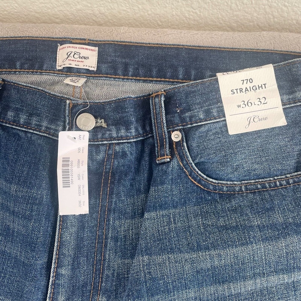J.CREW 770 Jeans‎ Men 36x31 (Tag 36x32) Indigo Shadow Japanese Rigid Denim NWT - Picture 3 of 14